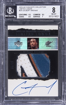 2003-04 UD "Exquisite Collection" Limited Logos #GA Gilbert Arenas Signed Patch Card (#21/75) - BGS NM-MT 8/BGS 10